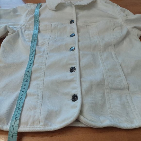 Geoffrey Beene Sport Women's White Stretch Structured Jean Jacket Size L - Picture 11 of 13